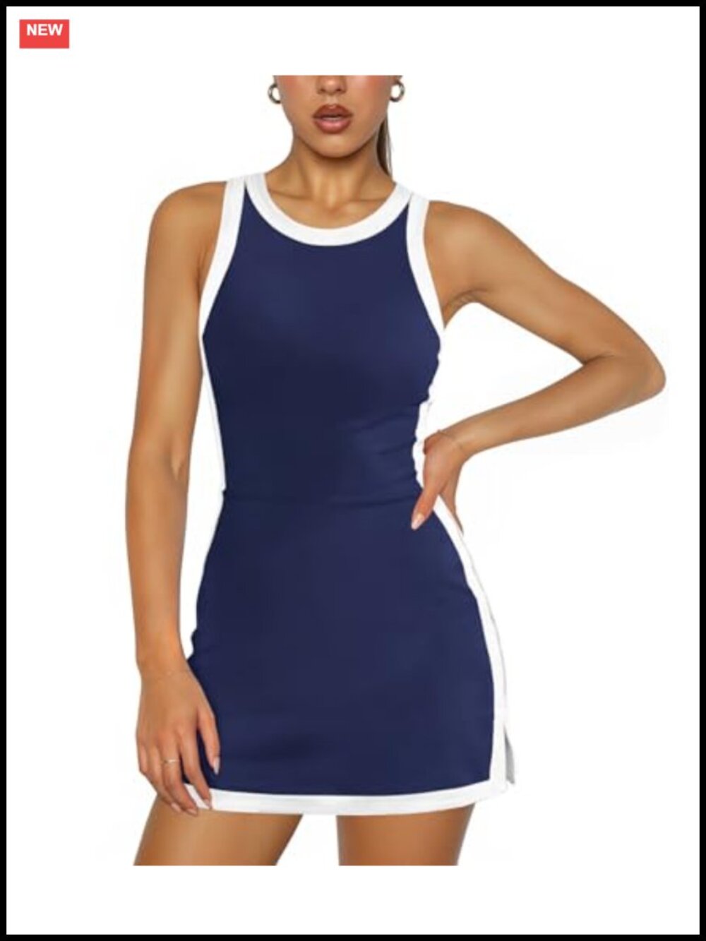 Women's Athletic Backless Tennis Dress with Shorts Mini Golf Dress